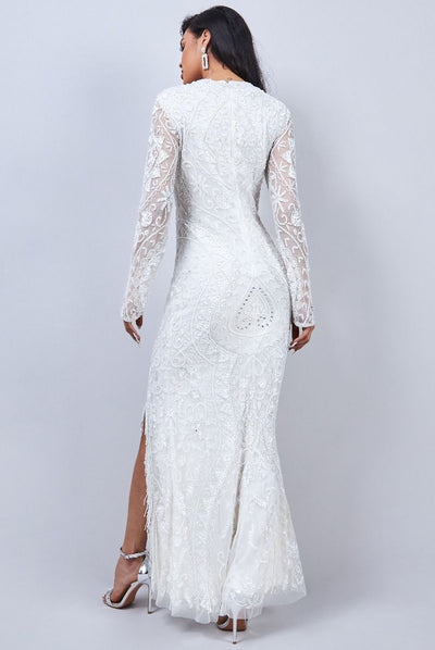 Carnaby 1920s Wedding Maxi Gown in White