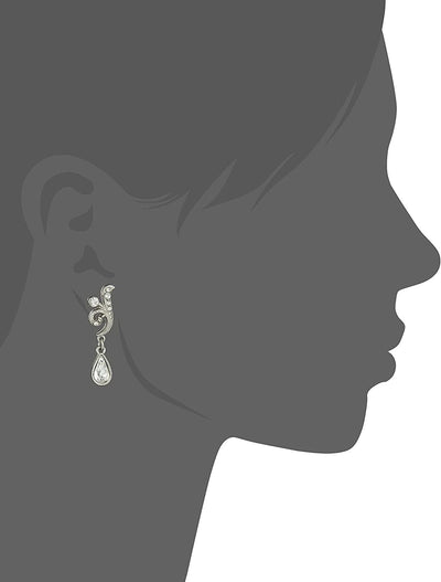 Downton Abbey Silver Tone Crystal Teardrop Earrings