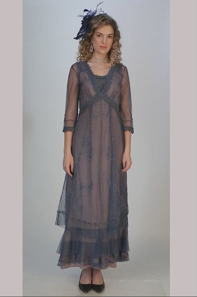 Audrey CL-407 Vintage Style Party Gown in Azure by Nataya
