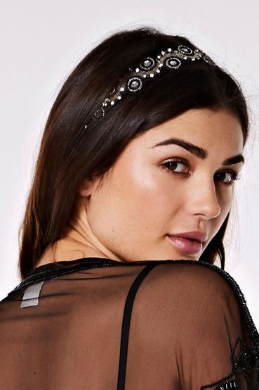 Eliza Flapper Headband in Black Silver by Gatsby Lady