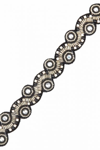 Eliza Flapper Headband in Black Silver by Gatsby Lady