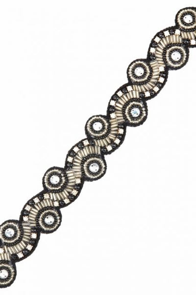 Eliza Flapper Headband in Black Silver by Gatsby Lady