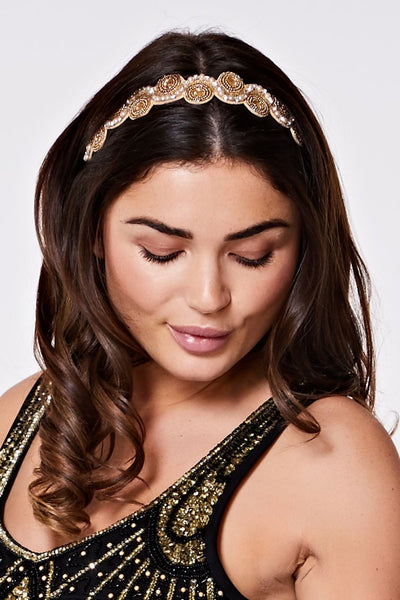Eliza Flapper Headband in Gold