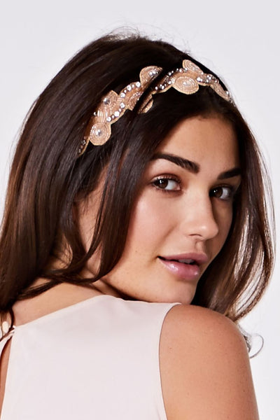 Eliza Flapper Headband in Nude Blush