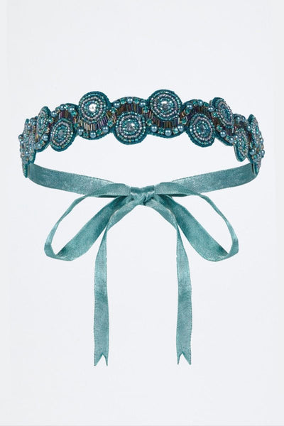 Eliza Flapper Headband in Teal
