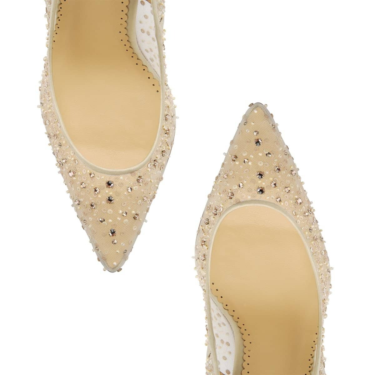 Elsa Sequin Embellished Heels in Nude by Bella Belle Shoes