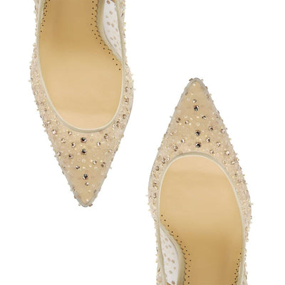 Elsa Sequin Embellished Heels in Nude by Bella Belle Shoes