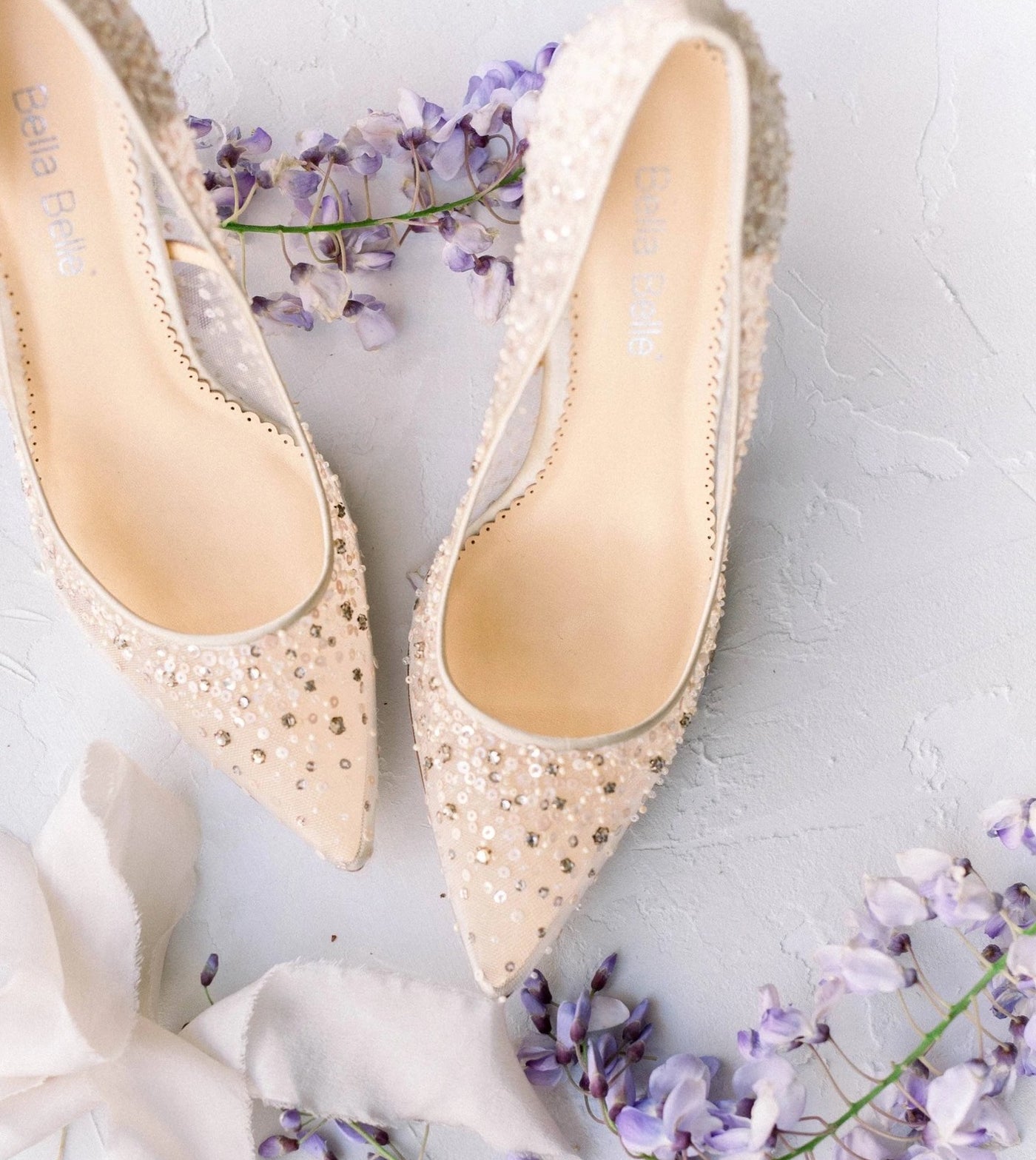 Elsa Sequin Embellished Heels in Nude by Bella Belle Shoes