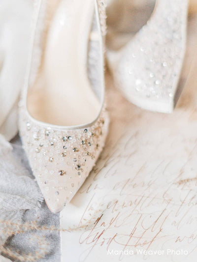 Elsa Sequin Embellished Heels in Nude by Bella Belle Shoes