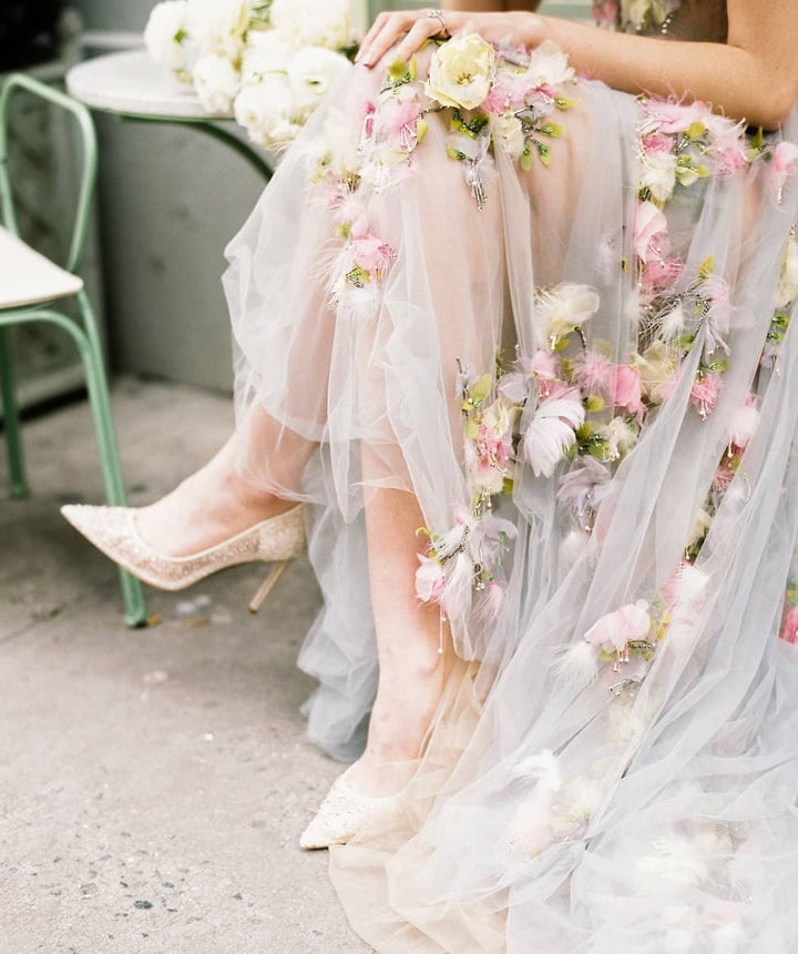 Embellished nude shoes deals