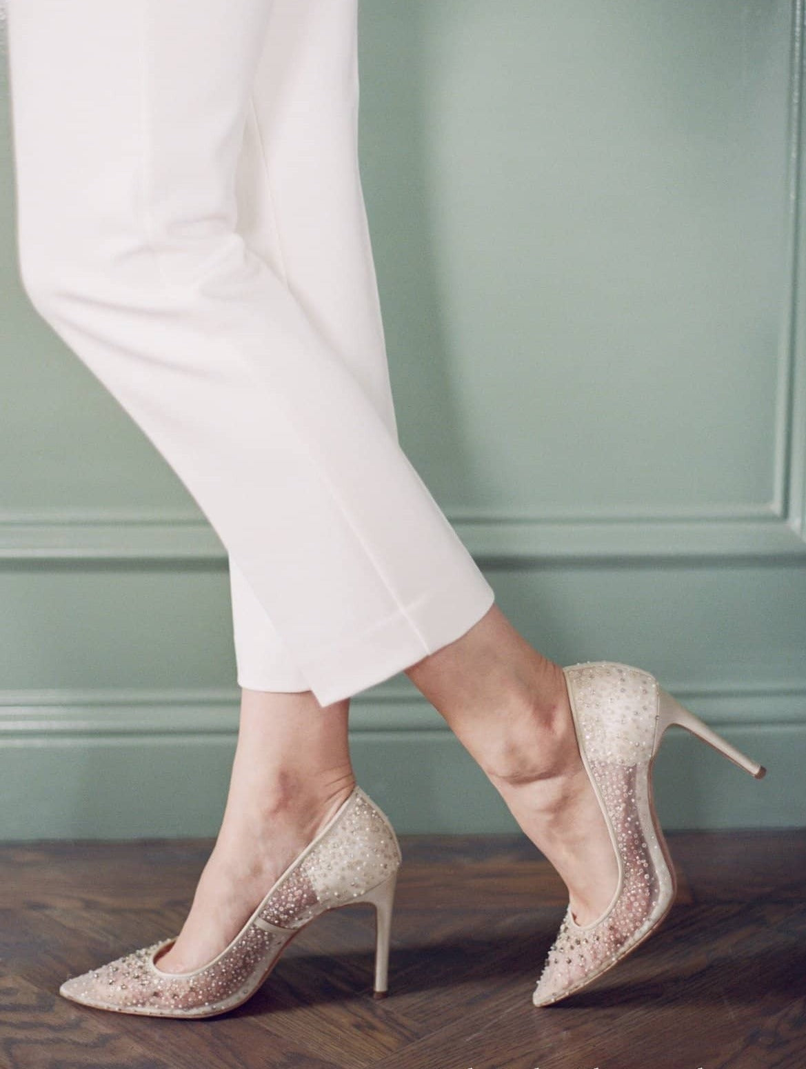 Elsa Sequin Embellished Heels in Nude by Bella Belle Shoes