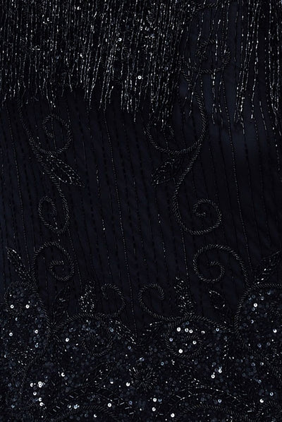 Ethel 1920s Evening Maxi Fringe Gown in Black