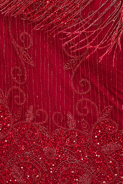 Ethel 1920s Evening Maxi Fringe Gown in Red