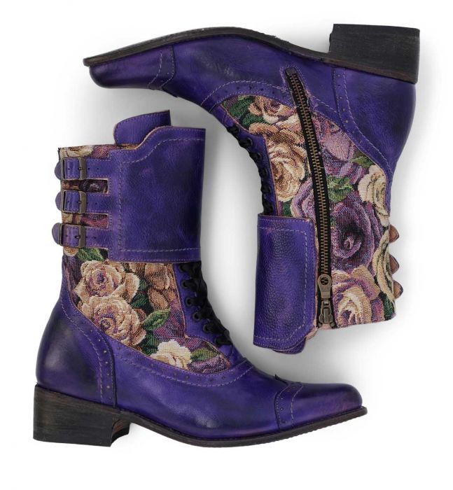 Faye Victorian Style Short Boots in Poison Rustic