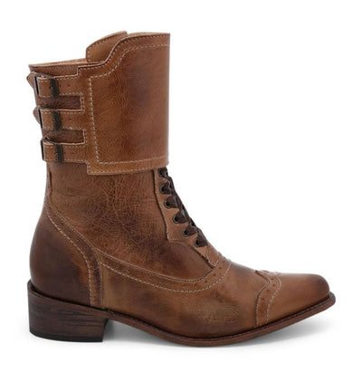 Faye Victorian Style Short Boots in Tan Rustic