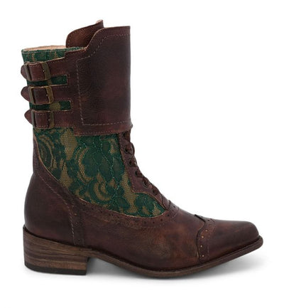 Faye Victorian Style Short Boots in Teak Rustic