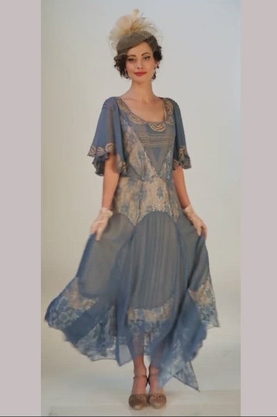 Irene Art Nouveau Style Dress in Blue by Nataya – WardrobeShop