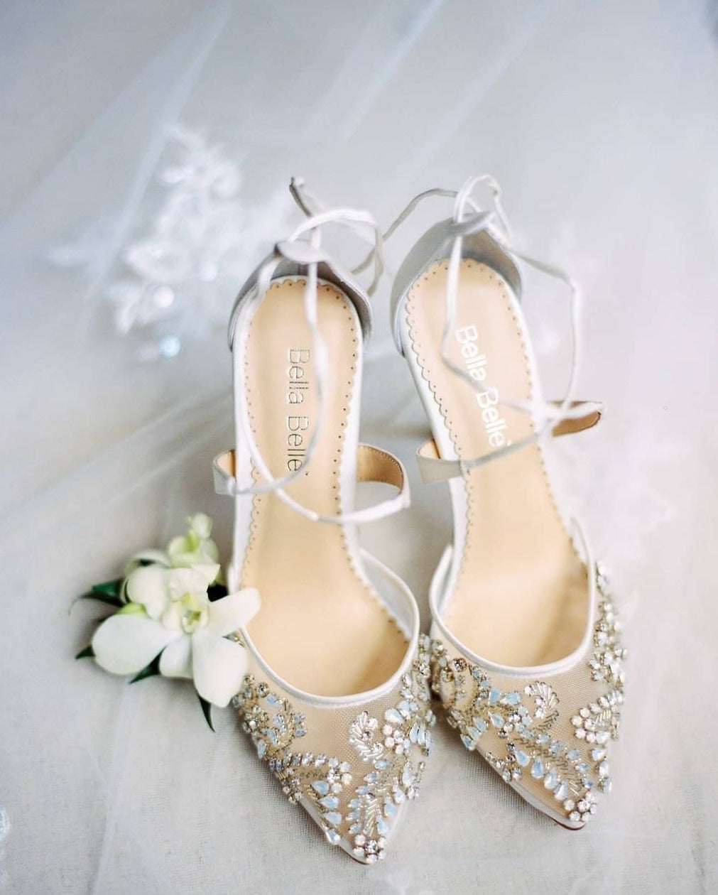 Florence Embellished Crystal Wedding Heels in Ivory by Bella Belle Shoes