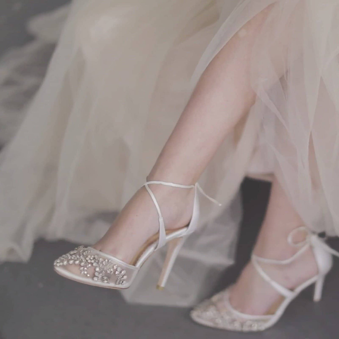 Florence Embellished Crystal Wedding Heels in Ivory by Bella Belle Shoes