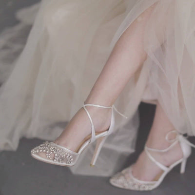 Florence Embellished Crystal Wedding Heels in Ivory by Bella Belle Shoes