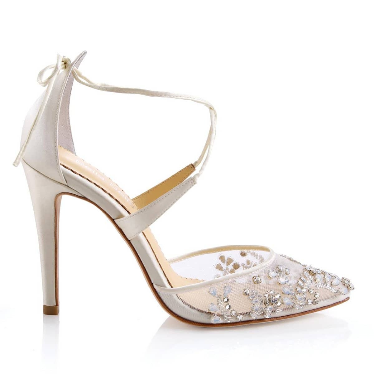 Florence Embellished Crystal Wedding Heels in Ivory by Bella Belle Shoes
