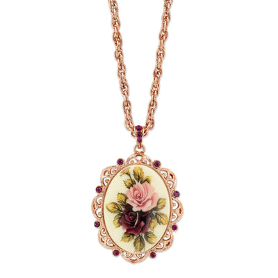 Victorian Inspired Antiqued Rose Necklace