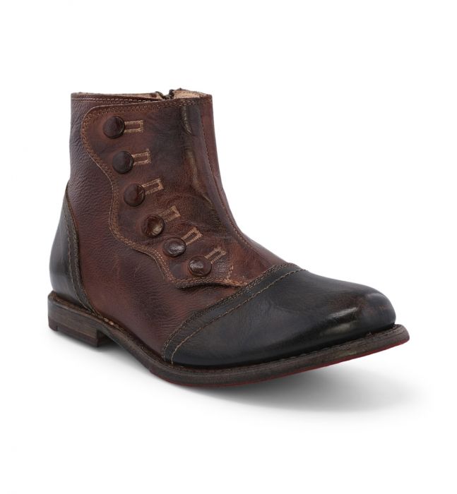 Josephine Victorian Style Short Boots in Teak Rustic