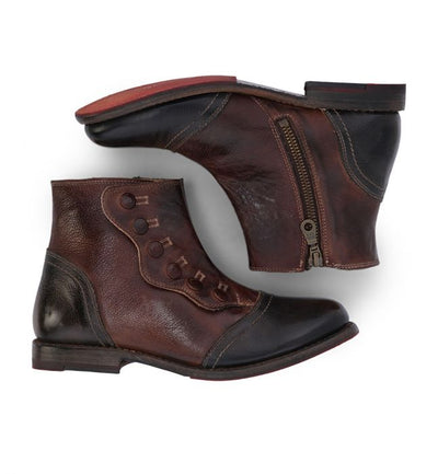 Josephine Victorian Style Short Boots in Teak Rustic