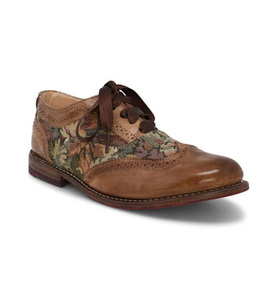 Maude Wing-Tip Riding Shoes in Tan Rustic