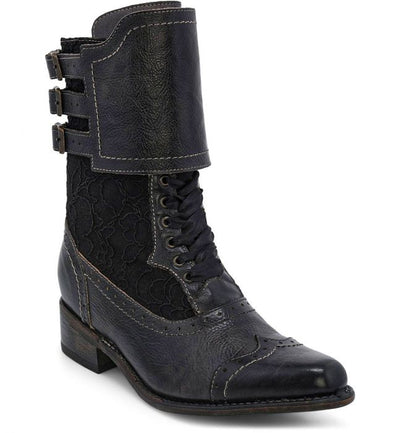Faye Victorian Style Short Boots in Black