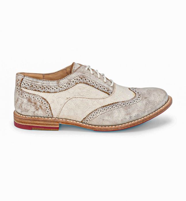 Maude Wing-Tip Riding Shoes in Bone Lux