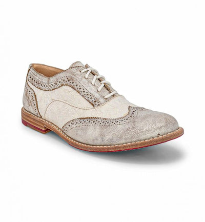 Maude Wing-Tip Riding Shoes in Bone Lux