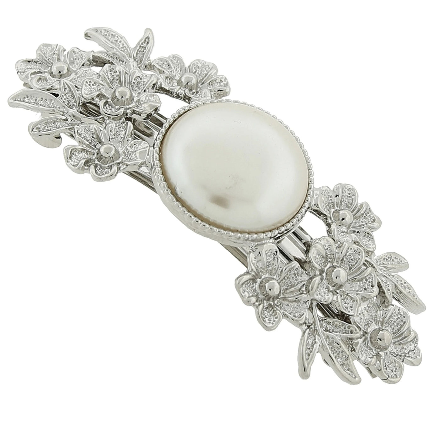 Victorian Style Silver Tone Flower Barrette by 1928 Jewelry